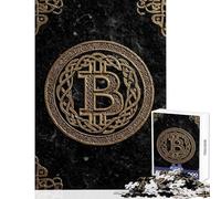 Jigsaw Puzzles 1000 Pieces for Teenagers Bitcoin Celtic Knot Gold Hands-on Game Birthday Present Toy Wall Decor Difficult And Challenge (38x52cm)
