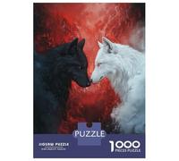Jigsaw Puzzles 1000 Pieces for Teenagers Black And White Wolves Jigsaw for Adults Toy Wall Decor Precision Cutting Stress Reduction Gifts 38x26cm/1000pcs