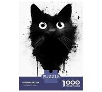 Jigsaw Puzzles 1000 Pieces for Teenagers Black Cat Ink Splatter Puzzles for Adults Relaxing Games Stress Reliever Help The Brain Exercise 70x50cm/1000pcs