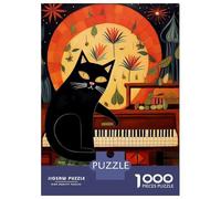 Jigsaw Puzzles 1000 Pieces for Teenagers Black Cat Play The Piano Puzzle for Adults Fun Games Enhance Memory Unique Birthday And Gifts 38x26cm/1000pcs