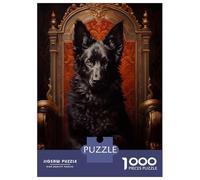 Jigsaw Puzzles 1000 Pieces for Teenagers Black German Shepherd Dog on Throne Teenager Puzzles Relax Games Stress Reliever Deal As Gifts for The Whole Family 38x26cm/1000pcs