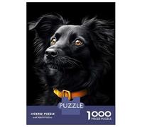 Jigsaw Puzzles 1000 Pieces for Teenagers Black & Gold Border Collie Adult Jigsaw Hands-on Game Presents for Women for Birthday, Chrismas 70x50cm/1000pcs
