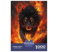 Jigsaw Puzzles 1000 Pieces for Teenagers Black Lion Emerging Flames Jigsaws for Adults Relaxing Games Analysis And Logic for Birthday, Chrismas 52x38cm/1000pcs