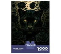 Jigsaw Puzzles 1000 Pieces for Teenagers Black Panther Surrounded by Dark Roses Puzzle for Adults Family Game Staycation Kill Time Stress Reduction Gifts 70x50cm/1000pcs