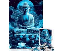 Jigsaw Puzzles 1000 Pieces for Teenagers Blue Buddha Meditation Brain Teaser Game Hand Speed Race Anti-Stress Toys Christmas Birthday Gifts (38X52CM)