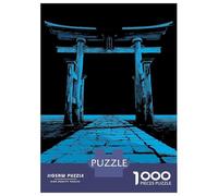 Jigsaw Puzzles 1000 Pieces for Teenagers Blue Torii Gate And Stone Path Jigsaws for Adults Fun Games Perfect Decoration Unique Birthday And Gifts 38x26cm/1000pcs