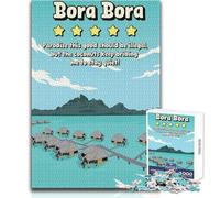 Jigsaw Puzzles 1000 Pieces for Teenagers Bora Bora Review Funny Paradise Poster Beautiful Design Game Difficult Challenge Anti-Stress Toys Size 38x26cm