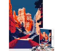 Jigsaw Puzzles 1000 Pieces for Teenagers Bryce Canyon Path Minimalist Art Illustration Joyful Shared Home Pastime Fun Thoughtful Selection (50x75cm)