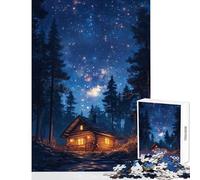 Jigsaw Puzzles 1000 Pieces for Teenagers Cabin Under The Starry Night Sky Jigsaw 1000 Piece Relaxing Games Gifts Birthday Analysis And Logic (50x75cm)