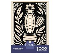 Jigsaw Puzzles 1000 Pieces for Teenagers Cactus in Pot Black And Beige Jigsaw Puzzle Fun Games For Family Fun Deal As Gifts for The Whole Family 52x38cm/1000pcs