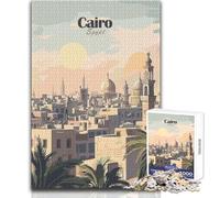 Jigsaw Puzzles 1000 Pieces for Teenagers Cairo, Egypt Cityscape Illustration Family Fun & Game Night Difficult Hard Anti-Stress Toys Size 50x75cm