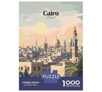 Jigsaw Puzzles 1000 Pieces for Teenagers Cairo, Egypt Cityscape Illustration Jigsaw Puzzle Fun Games For Family Fun Deal As Gifts for The Whole Family 52x38cm/1000pcs