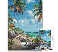 Jigsaw Puzzles 1000 Pieces for Teenagers Cancun Mexico Beach Paradise Family Fun & Game Night Difficult Hard Anti-Stress Toys Size 38x26cm