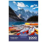 Jigsaw Puzzles 1000 Pieces for Teenagers Canoes at Moraine Lake Teenager Puzzles Relax Games Stress Reliever Deal As Gifts for The Whole Family 52x38cm/1000pcs