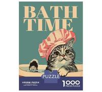 Jigsaw Puzzles 1000 Pieces for Teenagers Cat Bath Time Illustration Jigsaw for Adults Relaxing Games Improve Memory Stress Reduction Gifts 52x38cm/1000pcs