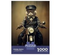 Jigsaw Puzzles 1000 Pieces for Teenagers Cat Biker Puzzles for Adults DIY Toys Precision Cutting Help The Brain Exercise 38x26cm/1000pcs
