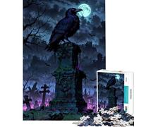 Jigsaw Puzzles 1000 Pieces for Teenagers Cemetery Watcher︰ Raven on Tombstone Help The Brain Exercise Analysis And Logic Fun Games for And 14 Years And over (50x75cm)