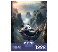 Jigsaw Puzzles 1000 Pieces for Teenagers Chilling Panda in Hammock Puzzle for Adults Brain Teaser Game Stress Reliever for Birthday, Chrismas 38x26cm/1000pcs