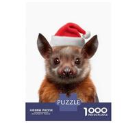 Jigsaw Puzzles 1000 Pieces for Teenagers Christmas Bat with Santa Hat Adult Jigsaw Hands-on Game Presents for Women for Birthday, Chrismas 38x26cm/1000pcs