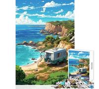 Jigsaw Puzzles 1000 Pieces for Teenagers Cliffside Caravan Views Joyful Shared Home Pastime Fun Thoughtful Selection (38x52cm)