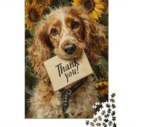 Jigsaw Puzzles 1000 Pieces for Teenagers Cocker Spaniel with Thank You Note Adult Jigsaw Puzzle Relax Games Analysis And Logic Unique Birthday And Gifts 52x38cm/1000pcs