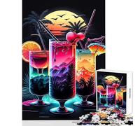 Jigsaw Puzzles 1000 Pieces for Teenagers Cocktail Drink Neon Anti-Stress Toys Gifts Ideas Practical Game Artists Collection, Fine Art Size 50x75cm