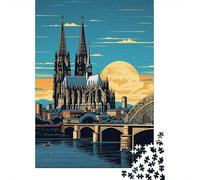 Jigsaw Puzzles 1000 Pieces for Teenagers Cologne Cathedral Sunset-3 Jigsaw for Adults Relaxing Games Improve Memory Stress Reduction Gifts 38x26cm/1000pcs