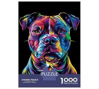 Jigsaw Puzzles 1000 Pieces for Teenagers Colorful Pitbull Dog Pit Bull Jigsaws for Adults Fun Games Perfect Decoration Unique Birthday And Gifts 38x26cm/1000pcs