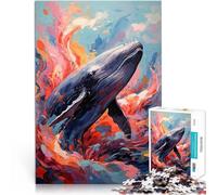 Jigsaw Puzzles 1000 Pieces for teenagers Colorful Whale in an Abstract Ocean Analyse und Logik Wanddekoration75x50cm