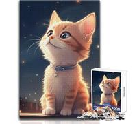 Jigsaw Puzzles 1000 Pieces for Teenagers Comic Cat At Night Toy Intellectual Game Enhance Memory Gift Birthday Size 38x52cm