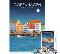 Jigsaw Puzzles 1000 Pieces for Teenagers Copenhagen Denmark Art Joyful Shared Home Pastime Fun Thoughtful Selection (50x75cm)