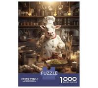 Jigsaw Puzzles 1000 Pieces for Teenagers Cow Cooking Kitchen Funny Teenager Puzzles Relax Games Stress Reliever Deal As Gifts for The Whole Family 38x26cm/1000pcs