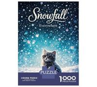 Jigsaw Puzzles 1000 Pieces for Teenagers Cute Kitten in Snowfall Puzzles for Adults Relaxing Games Stress Reliever Help The Brain Exercise 52x38cm/1000pcs