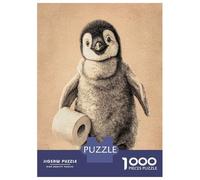 Jigsaw Puzzles 1000 Pieces for Teenagers Cute Penguin Holding Toilet Paper Jigsaws for Adults Relax Games Staycation Kill Time Help The Brain Exercise 70x50cm/1000pcs