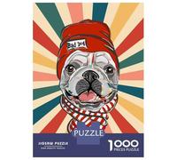 Jigsaw Puzzles 1000 Pieces for Teenagers Cute Pug Dog 80s 90s Retro Jigsaws for Adults Fun Games Perfect Decoration Unique Birthday And Gifts 70x50cm/1000pcs