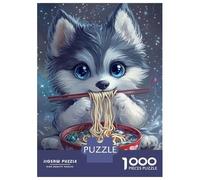Jigsaw Puzzles 1000 Pieces for Teenagers Cute Wolf Eating Noodles-5 Jigsaws for Adults Toy Wall Decor Analysis And Logic Help The Brain Exercise 52x38cm/1000pcs