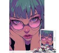 Jigsaw Puzzles 1000 Pieces for Teenagers Cyber Dreamer, Anime Girl with Glasses 1000 Piece Jigsaws Family Games Great Gifts for Games Difficult Hard (38x52cm)