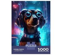 Jigsaw Puzzles 1000 Pieces for Teenagers Dachshund Cyberpunk Puzzles for Adults Relaxing Games Stress Reliever Help The Brain Exercise 38x26cm/1000pcs