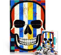 Jigsaw Puzzles 1000 Pieces for teenagers De Stijl Skull Intellektuelles Spiel Geburtstagsgeschenk, Geschenke, Wandkunst52x38cm