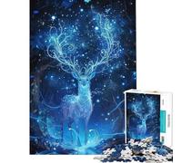 Jigsaw Puzzles 1000 Pieces for Teenagers Deer Animal Night Forest Educational Challenge Staycation Kill Time Home Decoration Toys for Ages 14 And over (50x75cm)