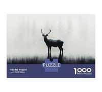 Jigsaw Puzzles 1000 Pieces for Teenagers Deer in Misty Lake Jigsaw Puzzle Fun Games For Family Fun Deal As Gifts for The Whole Family 70x50cm/1000pcs