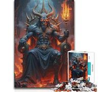 Jigsaw Puzzles 1000 Pieces for Teenagers Demon King on Throne with Trident Learning Educational Birthday Gifts for And 14 Years And over (size 50x75cm)