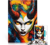 Jigsaw Puzzles 1000 Pieces for teenagers Demoness with Horns Pattern assembly Every Piece is Unique - Challenging Family Fun Game 26x38cm