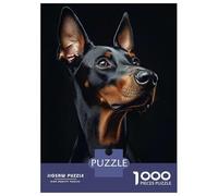 Jigsaw Puzzles 1000 Pieces for Teenagers Doberman Pinscher Portrait on Black Background Jigsaw for Adults Relaxing Games Improve Memory Stress Reduction Gifts 70x50cm/1000pcs