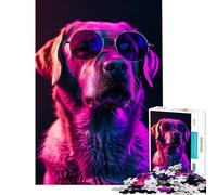 Jigsaw Puzzles 1000 Pieces for Teenagers Dog in Neon Lights Learning Educational Toys Hands-on Game For Family Fun Gifts Ideas (Size 38x26cm)