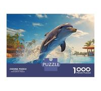 Jigsaw Puzzles 1000 Pieces for Teenagers Dolphin Leaping from Water Jigsaw for Adults Toy Wall Decor Precision Cutting Stress Reduction Gifts 38x26cm/1000pcs