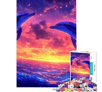 Jigsaw Puzzles 1000 Pieces for Teenagers Dolphins Sunset Leap Fun at Home Activities, Presents for Women Family Games for And from 14 Years And over (50x75cm)