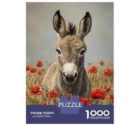 Jigsaw Puzzles 1000 Pieces for Teenagers Donkey in Poppies -7 Adult Jigsaw Puzzle Fun Games Improve Memory Help The Brain Exercise 52x38cm/1000pcs