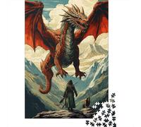 Jigsaw Puzzles 1000 Pieces for Teenagers Dragon Vs. Warrior Epic Battle Scene Puzzle for Adults Fun Games Enhance Memory Unique Birthday And Gifts 52x38cm/1000pcs
