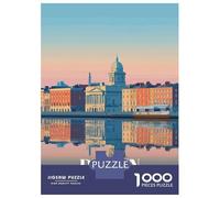 Jigsaw Puzzles 1000 Pieces for Teenagers Dublin Ireland Cityscape Reflection Art Jigsaws for Adults Relax Games Staycation Kill Time Help The Brain Exercise 52x38cm/1000pcs